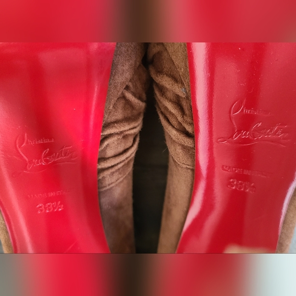 Christian Louboutin Brown Suede Platform Heels 38 1/2 - Picture 11 of 15